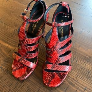 Saint Laurent red python heels